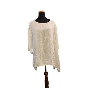 Valentina Naldi Made in Italy 100% Linen Women's White Top Size 2x